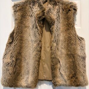 Women's Tan Faux Fur Lined Vest